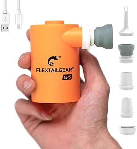 FLEXTAILGEAR MAX Pump 2020 EPS Portable Air Pump with 3600mAH Battery USB Rechargeable Pump-Quick Inflate Deflate for Sleeping Pads, Air Mattress, Pool Toys, Floats, Swimming Ring, Air Bed (Orange) FLEXTAILGEAR MAX Pump 2020 EPS Portable Air Pump with 3600mAH Battery USB Rechargeable Pump-Quick Inflate Deflate for Sleeping Pads, Air Mattress, Pool Toys, Floats, Swimming Ring, Air Bed (Orange)