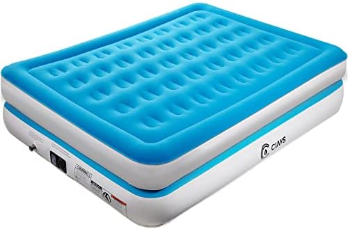 Air Mattress with Built-in Pump, Blow Up Mattress with Carrying Bag for Home and Camping, Flocked Top Inflatable Air Bed for Guests, Family Air Mattress with Built-in Pump, Blow Up Mattress with Carrying Bag for Home and Camping, Flocked Top Inflatable Air Bed for Guests, Family