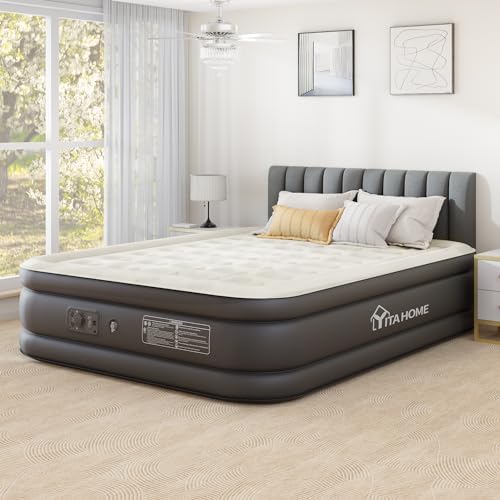 YITAHOME Queen Air Mattress with Built-in Pump, 18-Inch Foldable Inflatable Bed with Carry Bag and Repair Patch, Deluxe Raised Air Mattress for Home, Travel, and Camping, Black YITAHOME Queen Air Mattress with Built-in Pump, 18-Inch Foldable Inflatable Bed with Carry Bag and Repair Patch, Deluxe Raised Air Mattress for Home, Travel, and Camping, Black