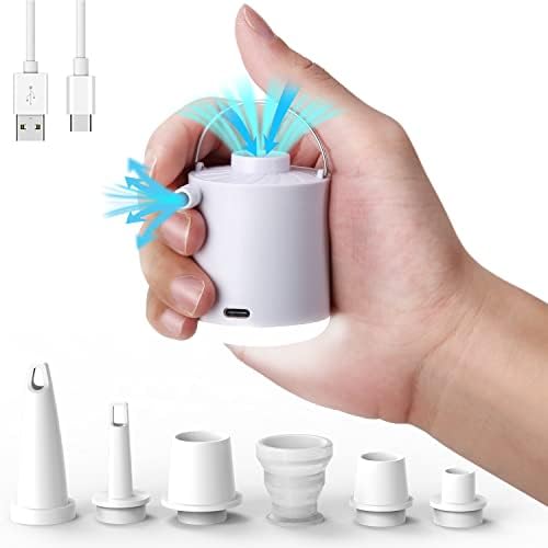 Air Pump for Inflatables, Electric Air Pump with Camping Light, USB Rechargeable Ultra-Mini Inflator/Deflator Pump with 5 Nozzles for Air Mattress Beds, Swimming Ring, Pool Floats/Toys Air Pump for Inflatables, Electric Air Pump with Camping Light, USB Rechargeable Ultra-Mini Inflator/Deflator Pump with 5 Nozzles for Air Mattress Beds, Swimming Ring, Pool Floats/Toys