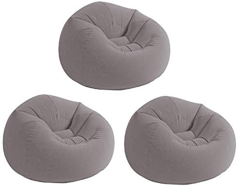 Intex Inflatable Contoured Corduroy Beanless Bag Lounge Chair, Gray (3 Pack) Intex Inflatable Contoured Corduroy Beanless Bag Lounge Chair, Gray (3 Pack)