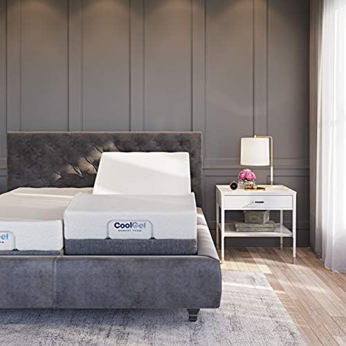 Upholstered Adjustable Bed Base with Massage, Wireless Remote, Three Leg Heights, and USB Ports-Ergonomic, Twin XL, Dark Grey Upholstered Adjustable Bed Base with Massage, Wireless Remote, Three Leg Heights, and USB Ports-Ergonomic, Twin XL, Dark Grey