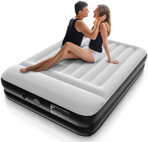 Lavisx Queen Air Mattress Built-In Detachable Removable Type-C/USB Charging Cable Interface Inflation Pump 16 Inch High With Pillow Air Mattress1-3Minutes Fast Self Inflating Air Mattress Black & Gray Lavisx Queen Air Mattress Built-In Detachable Removable Type-C/USB Charging Cable Interface Inflation Pump 16 Inch High With Pillow Air Mattress1-3Minutes Fast Self Inflating Air Mattress Black & Gray