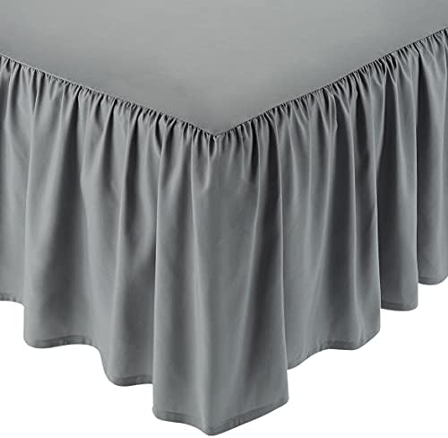 Amazon Basics Lightweight Ruffled Bed Skirt, Classic Style, Soft and Stylish 100% Microfiber With 16″ Drop, Queen, Dark Grey, Solid Amazon Basics Lightweight Ruffled Bed Skirt, Classic Style, Soft and Stylish 100% Microfiber With 16″ Drop, Queen, Dark Grey, Solid