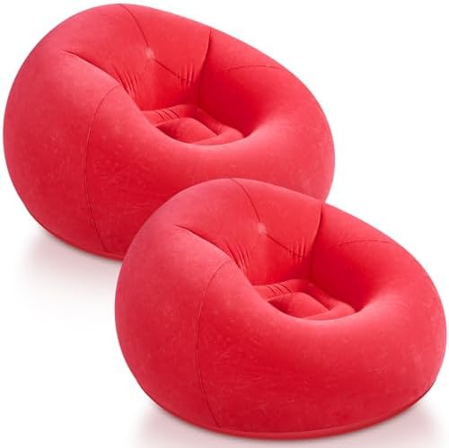 Realspring Inflatable Sofa Bean Bag Inflatable Lounge Chair Inflatable Lazy Sofa Folding Portable Inflatable Chair for Living Room Bedroom Balcony Reading Room (Red,2 Pcs) Realspring Inflatable Sofa Bean Bag Inflatable Lounge Chair Inflatable Lazy Sofa Folding Portable Inflatable Chair for Living Room Bedroom Balcony Reading Room (Red,2 Pcs)