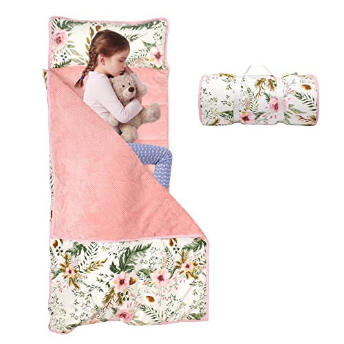 Toddler Nap Mat with Removable Blanket and Pillow, Extra Large Rolled Napping Mats,Toddler Sleeping Bag,Kids Sleeping Bag for Daycare,Nap Mats for Preschool(Flower Pattern) Toddler Nap Mat with Removable Blanket and Pillow, Extra Large Rolled Napping Mats,Toddler Sleeping Bag,Kids Sleeping Bag for Daycare,Nap Mats for Preschool(Flower Pattern)