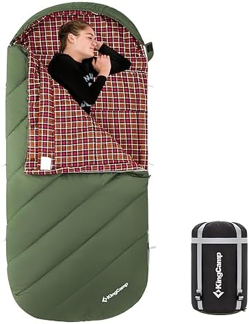 KingCamp Sleeping Bag for Adults, Extra Wide Flannel Sleeping Bag for Camping Backpacking, Warm & Cold Weather, Big and Tall, Lightweight, XL Size KingCamp Sleeping Bag for Adults, Extra Wide Flannel Sleeping Bag for Camping Backpacking, Warm & Cold Weather, Big and Tall, Lightweight, XL Size