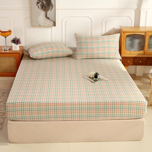Fitted Sheet Only for Standard Mattress and Air Bed Mattress King Size,Washable Cotton Fitted Sheet, Mattress Protective Full Cover for Adults Kids Bedroom Apartment Colorful grid71*79inch Fitted Sheet Only for Standard Mattress and Air Bed Mattress King Size,Washable Cotton Fitted Sheet, Mattress Protective Full Cover for Adults Kids Bedroom Apartment Colorful grid71*79inch