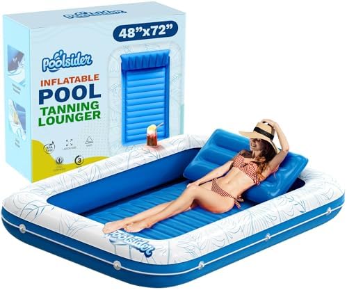 Premium Inflatable Tanning Pool Lounger | Large Inflatable Tanning Bed for Adults | Multipurpose Pool Floats | Inflatable Pool Float | Tanning Float by Poolsider Premium Inflatable Tanning Pool Lounger | Large Inflatable Tanning Bed for Adults | Multipurpose Pool Floats | Inflatable Pool Float | Tanning Float by Poolsider