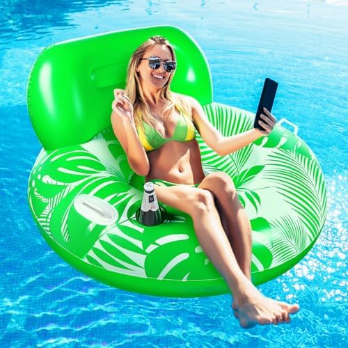Pool Lounger Float for Adult Chair Floats for Adults Inflatable Rafts Swimming Pool Air Sofa Floating Chair with Two Handles and Cup Holder Great for Pool Pool Lounger Float for Adult Chair Floats for Adults Inflatable Rafts Swimming Pool Air Sofa Floating Chair with Two Handles and Cup Holder Great for Pool