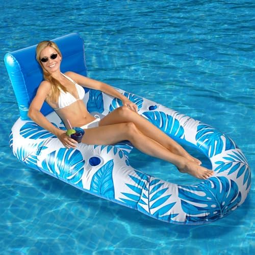 Pool Lounger Floats, Inflatable Pool Floaties Rafts Adult Large Tanning Lounge Chair Water Floaty with Cup Holders for Beach Swimming Pool Party Water Fun Pool Lounger Floats, Inflatable Pool Floaties Rafts Adult Large Tanning Lounge Chair Water Floaty with Cup Holders for Beach Swimming Pool Party Water Fun