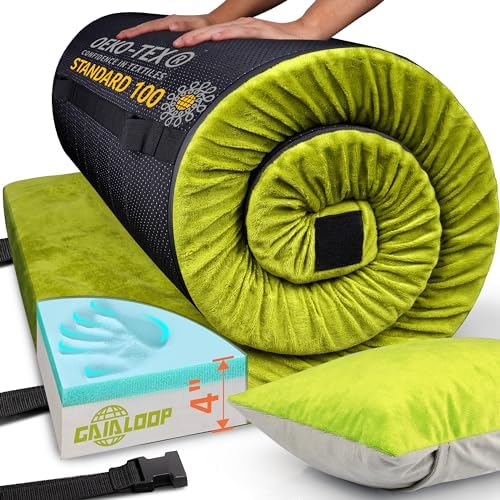 Extra Thick 4 INCH Memory Foam Camping Mattress, Roll Up Floor Sleeping Mat Camp Cot Mattress Pad Travel Camping Couch Bed for Guest Adults Side Sleepers Extra Thick 4 INCH Memory Foam Camping Mattress, Roll Up Floor Sleeping Mat Camp Cot Mattress Pad Travel Camping Couch Bed for Guest Adults Side Sleepers