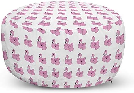Lunarable Flamingo Pouf Cover with Zipper, Simplistic Pattern with Summer Inflatable Pool Soft Tone Print, Soft Decorative Fabric Unstuffed Case, 30″ W X 17.3″ L, Pale Pink and Charcoal Grey Lunarable Flamingo Pouf Cover with Zipper, Simplistic Pattern with Summer Inflatable Pool Soft Tone Print, Soft Decorative Fabric Unstuffed Case, 30″ W X 17.3″ L, Pale Pink and Charcoal Grey