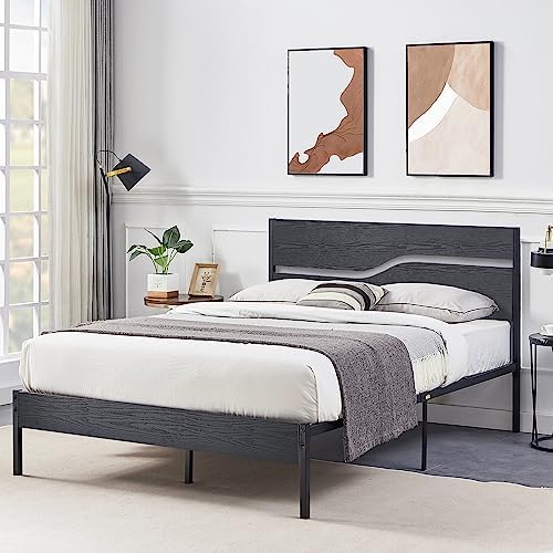 VECELO Full Size Platform Bed Frame with Wood Headboard, Strong Metal Slats Support Mattress Foundation, No Box Spring Needed VECELO Full Size Platform Bed Frame with Wood Headboard, Strong Metal Slats Support Mattress Foundation, No Box Spring Needed
