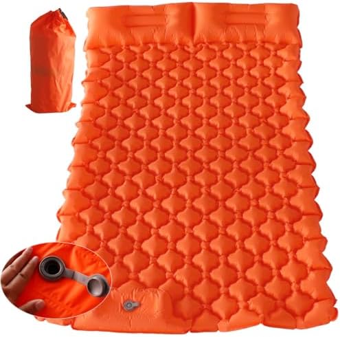 Sleeping Pad for Camping, Inflatable Sleeping Mat with Pillow, Camping Pad with Built-in Foot Pump, Lightweight Camping Mattress Pad for Car Camping, Backpacking, Tent and Hiking (Full (Orange)) Sleeping Pad for Camping, Inflatable Sleeping Mat with Pillow, Camping Pad with Built-in Foot Pump, Lightweight Camping Mattress Pad for Car Camping, Backpacking, Tent and Hiking (Full (Orange))