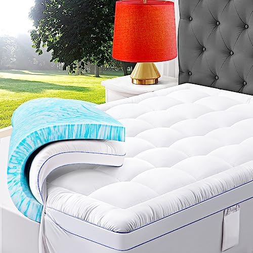 3 Inch Dual Layer Memory Foam Mattress Topper, 2 Inch Memory Foam Plus 1 Inch Down Alternative Pillowtop Mattress Pad, with Bedside Pocket, Support for Back Pain (King, White) 3 Inch Dual Layer Memory Foam Mattress Topper, 2 Inch Memory Foam Plus 1 Inch Down Alternative Pillowtop Mattress Pad, with Bedside Pocket, Support for Back Pain (King, White)