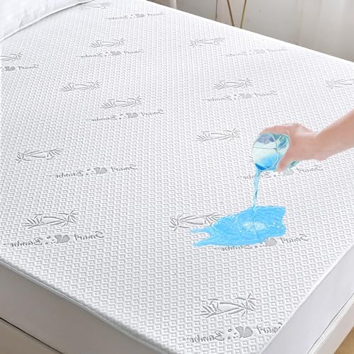 Full Size Mattress Protector, Fully Waterproof Bamboo Mattress Protector, Breathable and Noiseless Mattress Cover Bed Protector with 8-21 Deep Pocket, 54 x 75 Inch Full Size Mattress Protector, Fully Waterproof Bamboo Mattress Protector, Breathable and Noiseless Mattress Cover Bed Protector with 8-21 Deep Pocket, 54 x 75 Inch