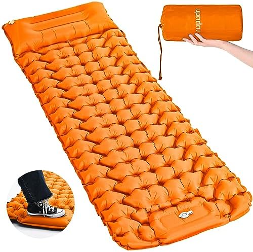 ropoda Extra Thickness 3.9” Inflatable Sleeping Pad for Camping with Pillow, Built-in Foot Pump, 77”*27” Sleeping Mat with Carry Bag, Ultralight & Compact Camping Mattress for Hiking, Camping Pad ropoda Extra Thickness 3.9” Inflatable Sleeping Pad for Camping with Pillow, Built-in Foot Pump, 77”*27” Sleeping Mat with Carry Bag, Ultralight & Compact Camping Mattress for Hiking, Camping Pad