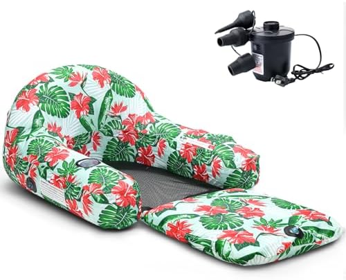 Fabric Covered Pool Float Lounge for Adults 2 in 1 Convertible Chair Lounger Large Inflatable Pool Float Rafts Heavy Duty Fabric Float Mattress with Quick Dry Cover, Electric Air Pump Fabric Covered Pool Float Lounge for Adults 2 in 1 Convertible Chair Lounger Large Inflatable Pool Float Rafts Heavy Duty Fabric Float Mattress with Quick Dry Cover, Electric Air Pump