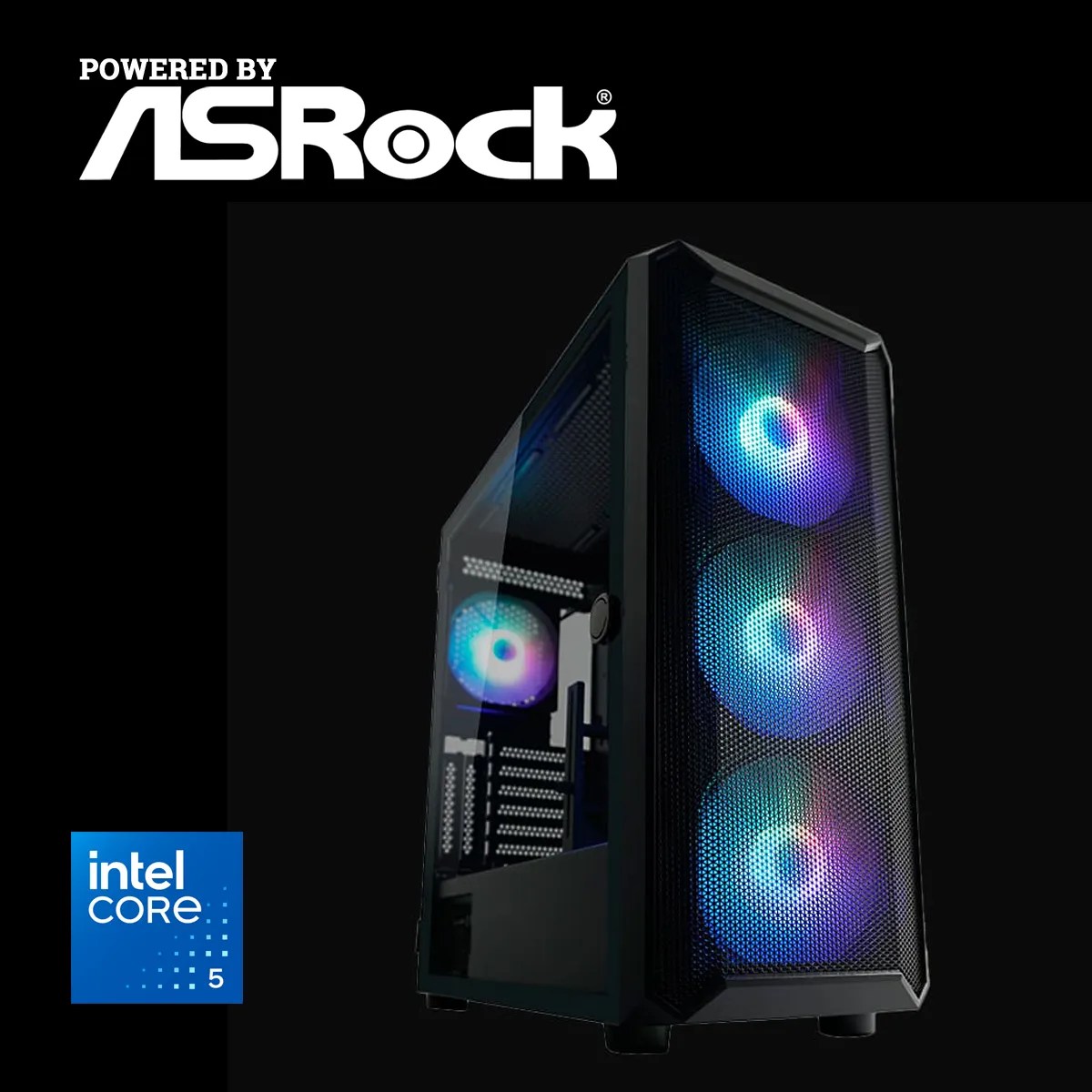 Računalo ALPHA-M gaming INTEL PC1538 POWERED BY ASROCK – INTEL i5-14400F, 32GB DDR5, SSD 1TB NVMe, Asrock RX 9060 XT – za zahtjevne 3D igre, svakodnevnu uporabu, obradu videa, fotografija i 3D modeliranje