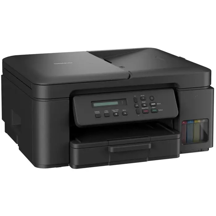 Pisač Brother tintni MFP DCPT730DW inkbenefit plus A4, wifi, duplex, sustav za ponovno punjenje spremnika, USB, WiFi, do 17 str/min c/b 16 str/min kolor, BTD100BK (6.500 str.) BTD100C/M/Y (5.000 str.),papir: 150 listova ADF: 20 listova, jamstvo 2+1.