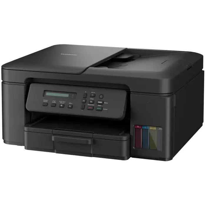 Pisač Brother tintni MFP DCPT730DW inkbenefit plus A4, wifi, duplex, sustav za ponovno punjenje spremnika, USB, WiFi, do 17 str/min c/b 16 str/min kolor, BTD100BK (6.500 str.) BTD100C/M/Y (5.000 str.),papir: 150 listova ADF: 20 listova, jamstvo 2+1.