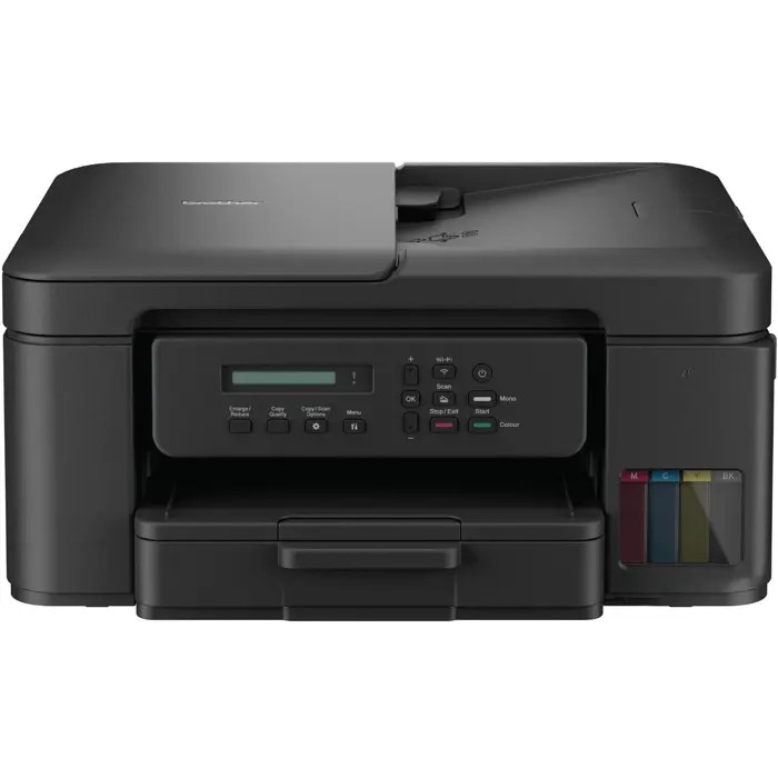 Pisač Brother tintni MFP DCPT730DW inkbenefit plus A4, wifi, duplex, sustav za ponovno punjenje spremnika, USB, WiFi, do 17 str/min c/b 16 str/min kolor, BTD100BK (6.500 str.) BTD100C/M/Y (5.000 str.),papir: 150 listova ADF: 20 listova, jamstvo 2+1.