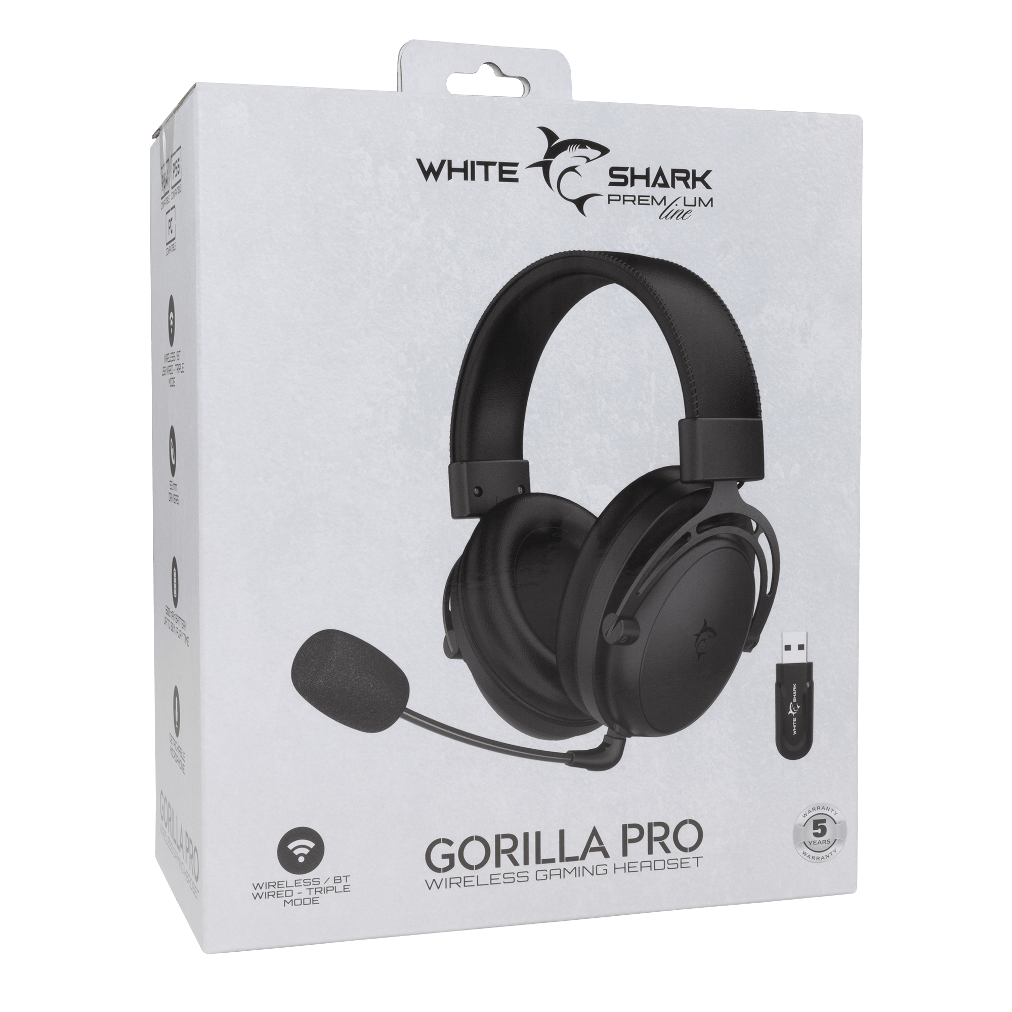 White Shark HEADSET WGH-2443 GORILLA PRO Crne – Bežične