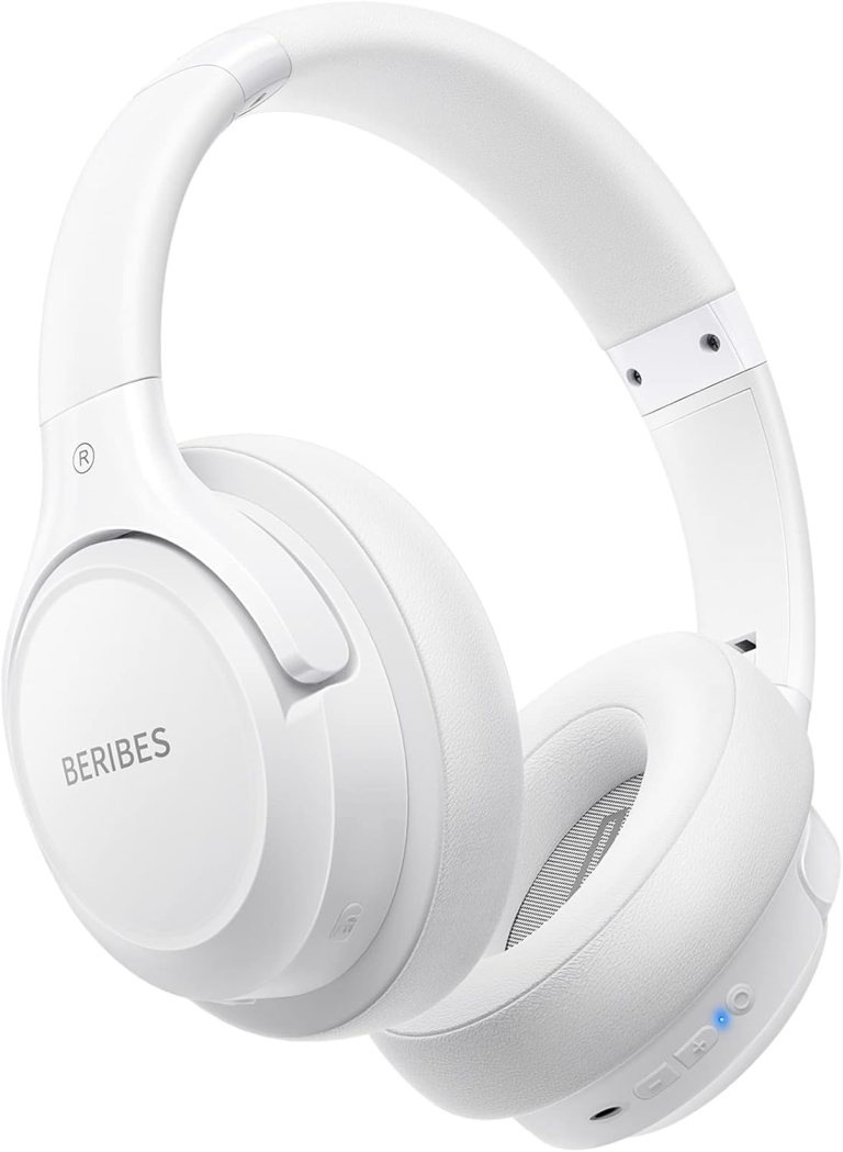 BERIBES Bluetooth Headphones Over Ear, 65H Playtime and 6 EQ Music Modes with Microphone,HiFi Stereo Foldable Lightweight Wireless Headset,Deep Bass for Home Office Cellphone PC Etc.(White) BERIBES Bluetooth Headphones Over Ear, 65H Playtime and 6 EQ Music Modes with Microphone,HiFi Stereo Foldable Lightweight Wireless Headset,Deep Bass for Home Office Cellphone PC Etc.(White)