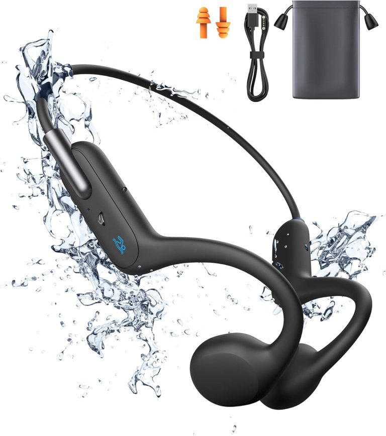 Bone Conduction Headphones, Wireless Open-Ear Headphones, Bluetooth 5.3 with Mic – MP3 Play Built-in 32GB Memory, IPX8 Waterproof Sports Headphones for Gym Workout Swimming Running Cycling, Black Bone Conduction Headphones, Wireless Open-Ear Headphones, Bluetooth 5.3 with Mic – MP3 Play Built-in 32GB Memory, IPX8 Waterproof Sports Headphones for Gym Workout Swimming Running Cycling, Black