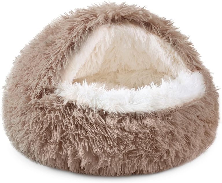 NOYAL Round Hooded Donut Dog Bed for Small & Medium Pets – Plush Fluffy Anti-Anxiety Cat Cave Bed with Cover NOYAL Round Hooded Donut Dog Bed for Small & Medium Pets – Plush Fluffy Anti-Anxiety Cat Cave Bed with Cover