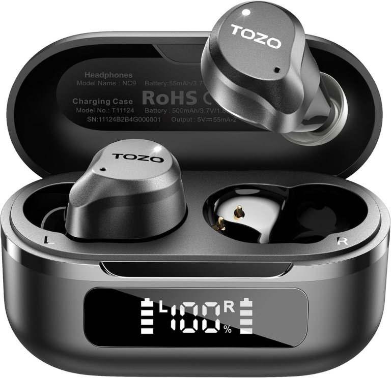 TOZO Hybrid Active Noise Cancelling Wireless Earbuds, 6 Mics ENC Clear Call, IPX8 Waterproof, in Ear Bluetooth 5.3 Headphones Stereo Bass Ear Buds 59H Playtime with LED Display 32 EQs via APP TOZO Hybrid Active Noise Cancelling Wireless Earbuds, 6 Mics ENC Clear Call, IPX8 Waterproof, in Ear Bluetooth 5.3 Headphones Stereo Bass Ear Buds 59H Playtime with LED Display 32 EQs via APP