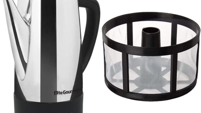 Elite Petu EC812 Electric Coffee Percoleor, Clear Bru Progress Knob Cool-Tech Handle Cord-Less Service, 12-Cups, Stanless Steel and Tops Perma-Bru 3 years re-usable coffee filter Elite Petu EC812 Electric Coffee Percoleor, Clear Bru Progress Knob Cool-Tech Handle Cord-Less Service, 12-Cups, Stanless Steel and Tops Perma-Bru 3 years re-usable coffee filter