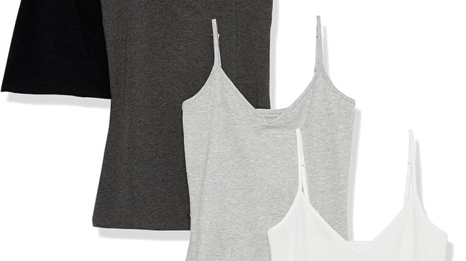 Amazon essential women’s slim-fit knit V-Neene Lairing Cammy (Available in Plus Size), Pack of 4 Amazon essential women’s slim-fit knit V-Neene Lairing Cammy (Available in Plus Size), Pack of 4