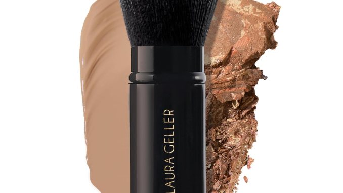 Laura Gailer New York Aluminum Handle with Liquid, Cream and Powder Face Makeup with Reportable Black Kabuki Brush Laura Gailer New York Aluminum Handle with Liquid, Cream and Powder Face Makeup with Reportable Black Kabuki Brush
