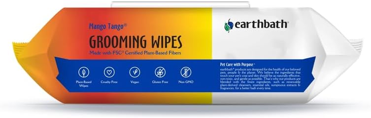 earthbath, Mango Tango Grooming Wipes – Dog Wipes for Paws and Butt, Best Pet Wipes for Dogs & Cats, Made in USA, Cruelty-Free Dog Cleaning Wipes, Removes Dirt & Dander – 100 Count (1 Pack) earthbath, Mango Tango Grooming Wipes – Dog Wipes for Paws and Butt, Best Pet Wipes for Dogs & Cats, Made in USA, Cruelty-Free Dog Cleaning Wipes, Removes Dirt & Dander – 100 Count (1 Pack)