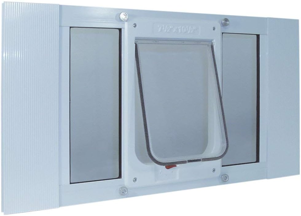 Ideal Pet Products Aluminum Sash Window Pet Door, Adjustable to Fit Window Widths from 23″ to 28″, Chubby Kat 7-1/2” x 10-1/2” Flap Size Ideal Pet Products Aluminum Sash Window Pet Door, Adjustable to Fit Window Widths from 23″ to 28″, Chubby Kat 7-1/2” x 10-1/2” Flap Size