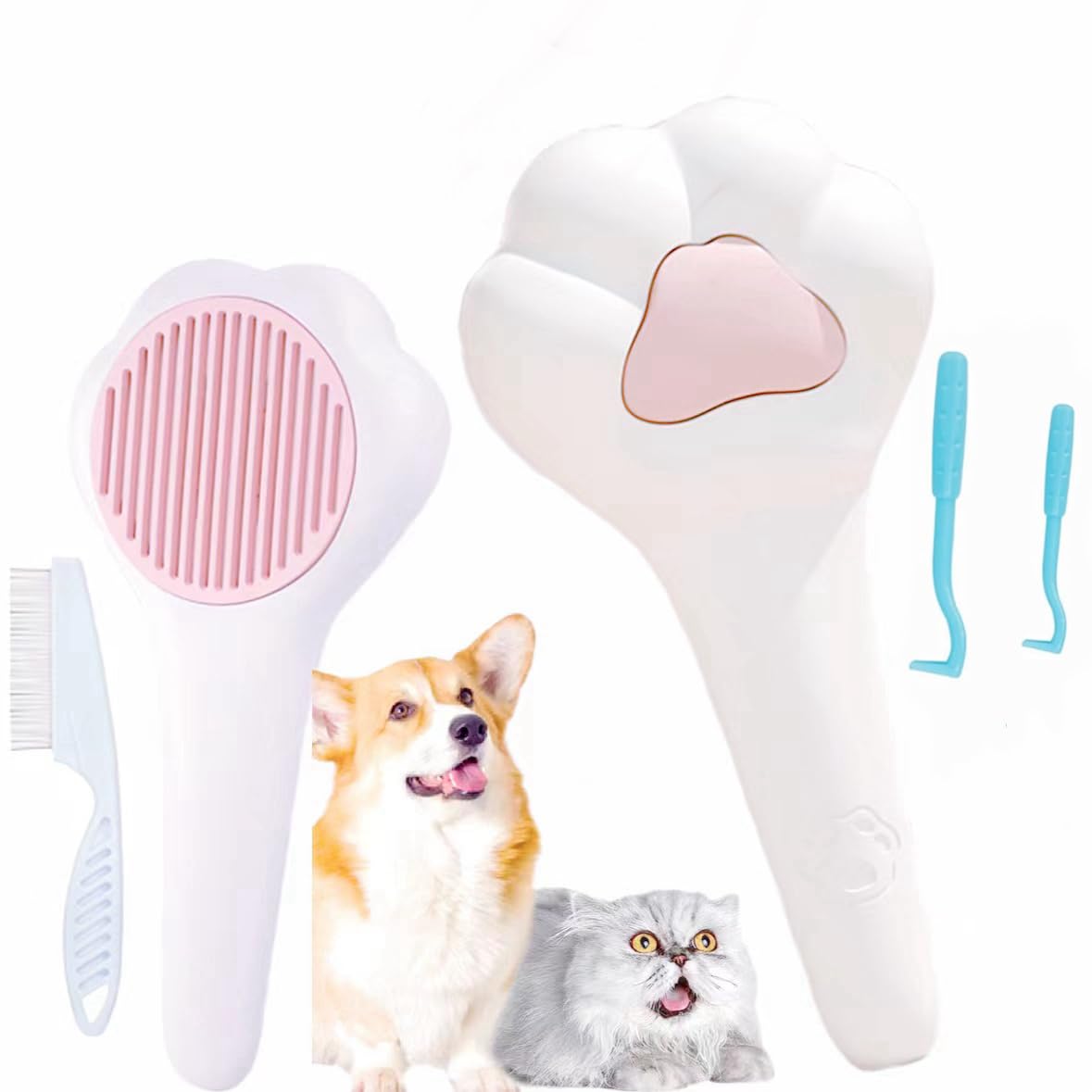 Cat Grooming Brush, Dog Cat Bunny Pet Grooming Shedding Brush – Easy to Remove Loose Undercoat, Pet Massaging Tool Suitable for Pets with Long or Short Hair (White Claw) Cat Grooming Brush, Dog Cat Bunny Pet Grooming Shedding Brush – Easy to Remove Loose Undercoat, Pet Massaging Tool Suitable for Pets with Long or Short Hair (White Claw)