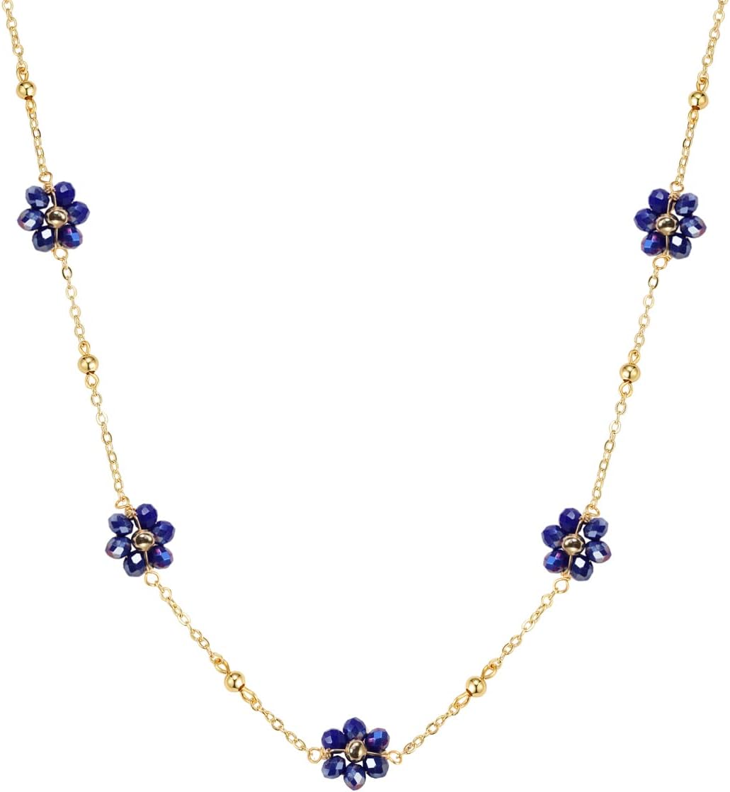 Daisy Flower Beaded Choker Necklace Dainty 14K Gold Plated Beaded Choker Necklace for Women Jewelry Gifts Daisy Flower Beaded Choker Necklace Dainty 14K Gold Plated Beaded Choker Necklace for Women Jewelry Gifts