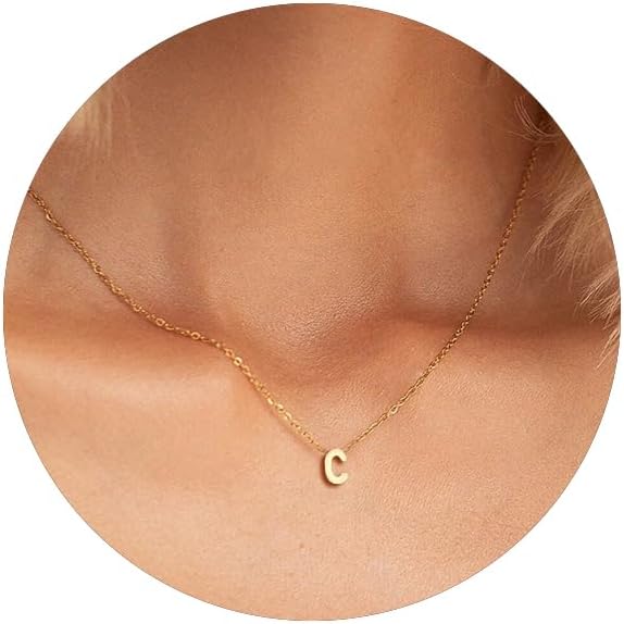 MOMOL Tiny Initial Necklace 18K Gold Plated Small Letter Necklace Personalized Name Necklace for Women MOMOL Tiny Initial Necklace 18K Gold Plated Small Letter Necklace Personalized Name Necklace for Women
