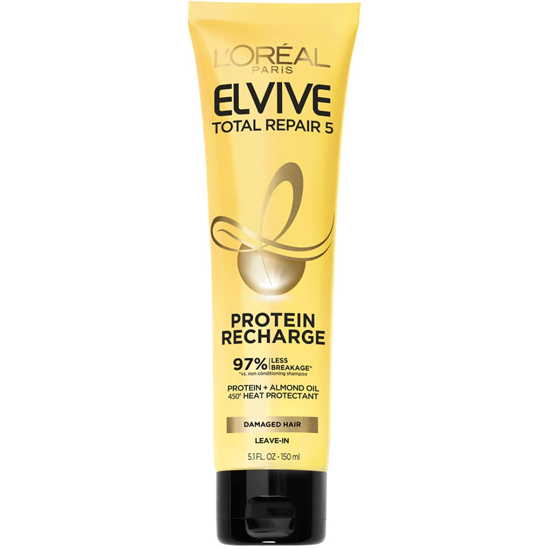 L’Oreal Paris Elvive Total Repair 5 Protein Recharge Leave In Conditioner Treatment and Heat Protectant, 5.1 Ounce L’Oreal Paris Elvive Total Repair 5 Protein Recharge Leave In Conditioner Treatment and Heat Protectant, 5.1 Ounce