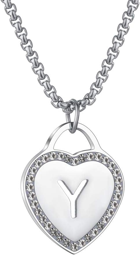 CALIS Women’s Silver Initial Necklace Stainless Steel Love Heart Tiny Letter Necklace Personalized Name Jewelry for Girlfriend Gift 26 Alphabet Letters CALIS Women’s Silver Initial Necklace Stainless Steel Love Heart Tiny Letter Necklace Personalized Name Jewelry for Girlfriend Gift 26 Alphabet Letters