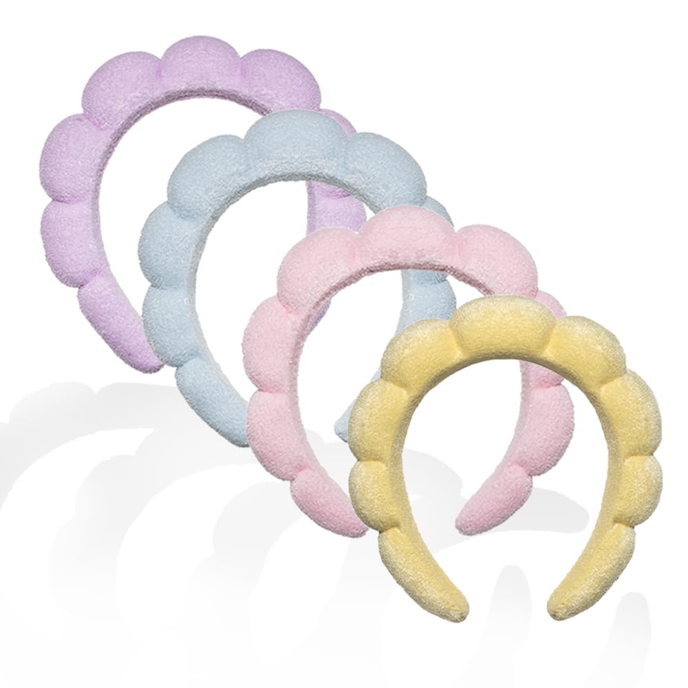 Spa Headbands 4 Piece Fluffy Makeup Headband The perfect accessory to wear when washing your face and applying makeup Skin care headbands with soft fluffy sponges for women and girls, Pink Spa Headbands 4 Piece Fluffy Makeup Headband The perfect accessory to wear when washing your face and applying makeup Skin care headbands with soft fluffy sponges for women and girls, Pink