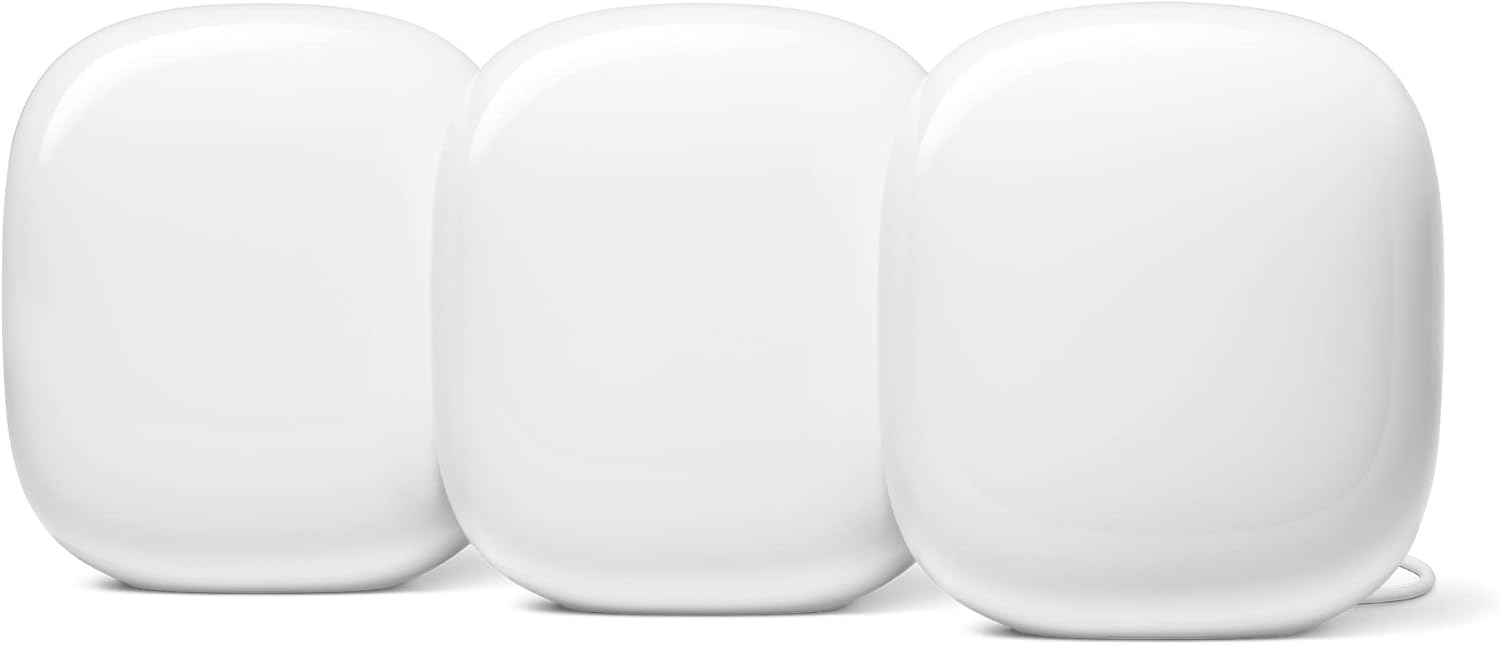 Google Nest WiFi Pro – 6E – Reliable Home Wi-Fi System with Fast Speed and Whole Home Coverage – Mesh Router – 3 Pack – Snow Google Nest WiFi Pro – 6E – Reliable Home Wi-Fi System with Fast Speed and Whole Home Coverage – Mesh Router – 3 Pack – Snow