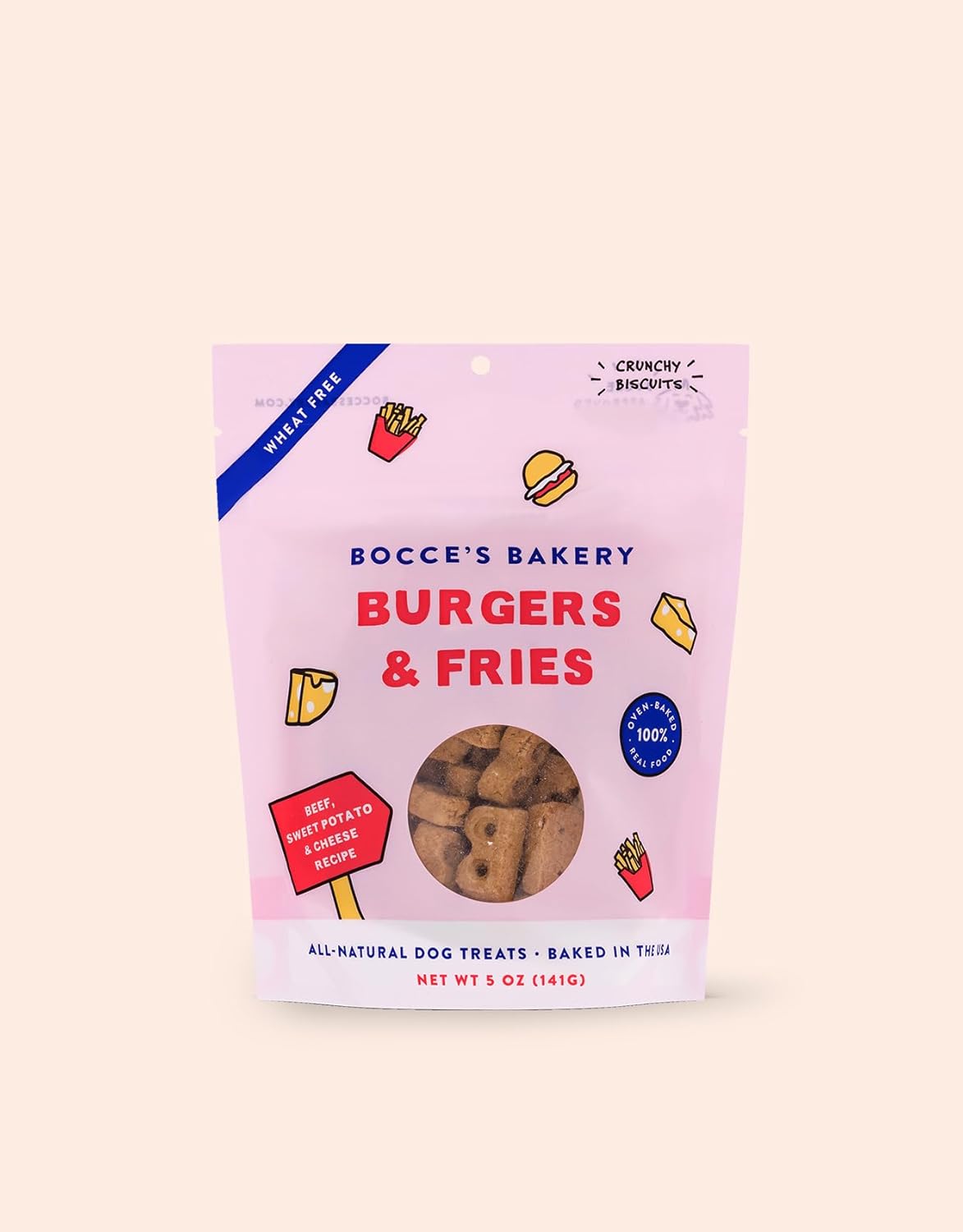 Bocce’s Bakery – Limited Edition Wheat-Free Dog Treats, Burgers & Fries Biscuits, 5 oz Bocce’s Bakery – Limited Edition Wheat-Free Dog Treats, Burgers & Fries Biscuits, 5 oz