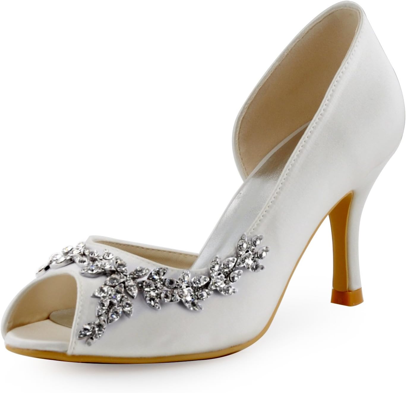 ELEGANTPARK Wedding Heels Peep Toe Wedding Shoes for Bride High Heels Rhinestones Bridal Shoes Satin Evening Party Prom Dress Shoes Pumps ELEGANTPARK Wedding Heels Peep Toe Wedding Shoes for Bride High Heels Rhinestones Bridal Shoes Satin Evening Party Prom Dress Shoes Pumps
