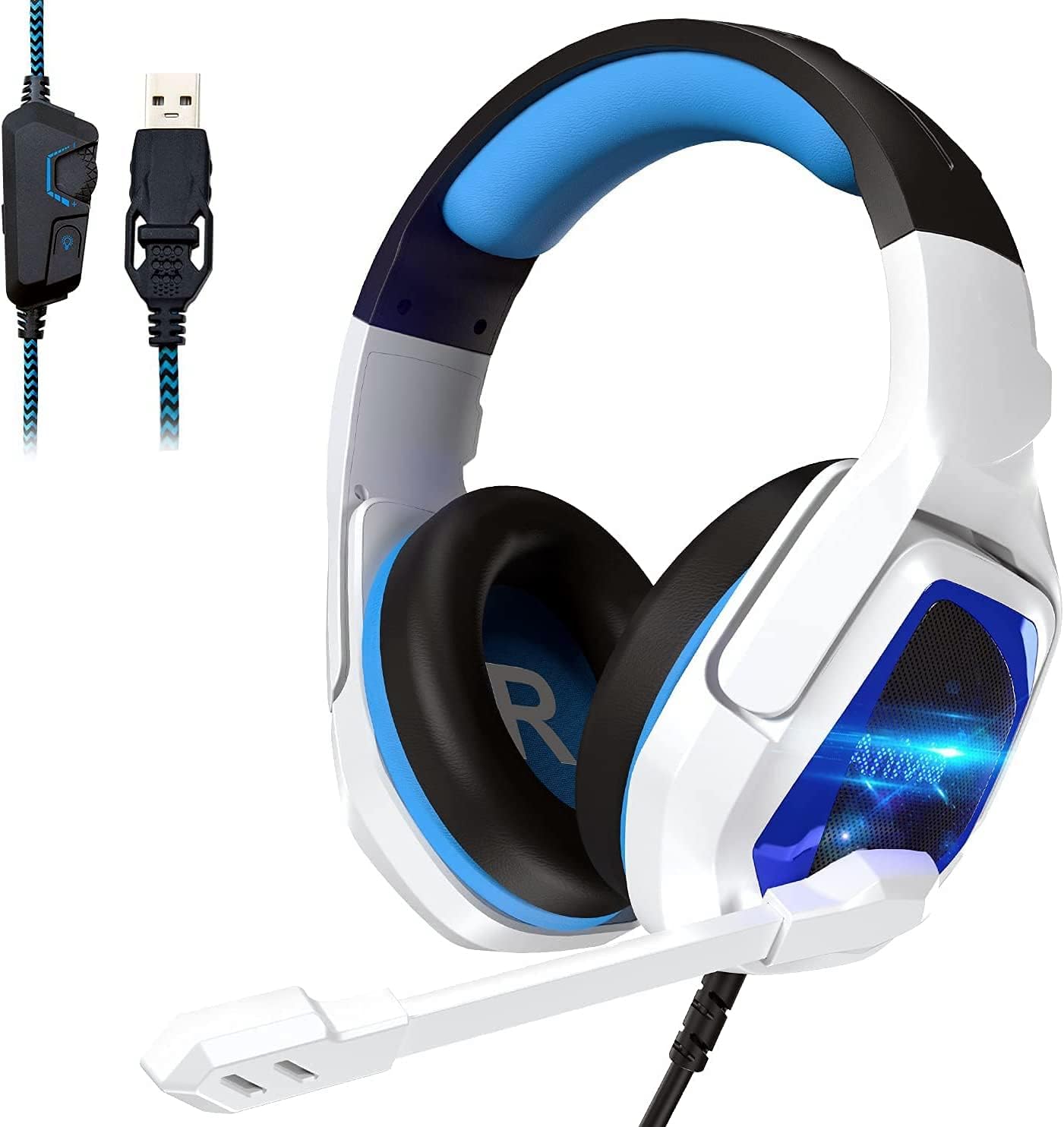 New Updated Wired Over-Ear Headphones – USB 7.1 Gaming Headset with Microphone, Stereo Surround Sound, Noise Isolating, Bass, LED Lights for PC Computer Mac New Updated Wired Over-Ear Headphones – USB 7.1 Gaming Headset with Microphone, Stereo Surround Sound, Noise Isolating, Bass, LED Lights for PC Computer Mac