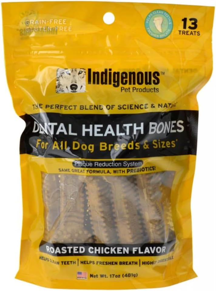 Indigenous 2 Pack of Chicken Flavor Dental Health Bone Dog Treats, 13 Count Each, Made in The USA Indigenous 2 Pack of Chicken Flavor Dental Health Bone Dog Treats, 13 Count Each, Made in The USA