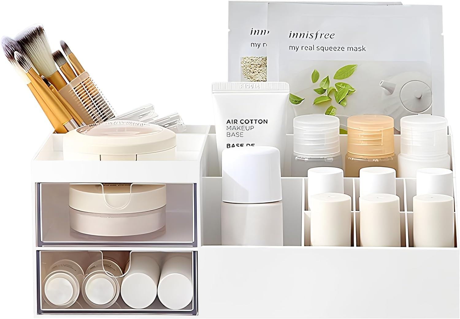 BREIS Multifunction Desk Organizer, Makeup Storage for Eyeshadows, Concealers, Powders, Nail Polish,9.65‘’x 4.8‘’x 3.67‘’ (White) BREIS Multifunction Desk Organizer, Makeup Storage for Eyeshadows, Concealers, Powders, Nail Polish,9.65‘’x 4.8‘’x 3.67‘’ (White)