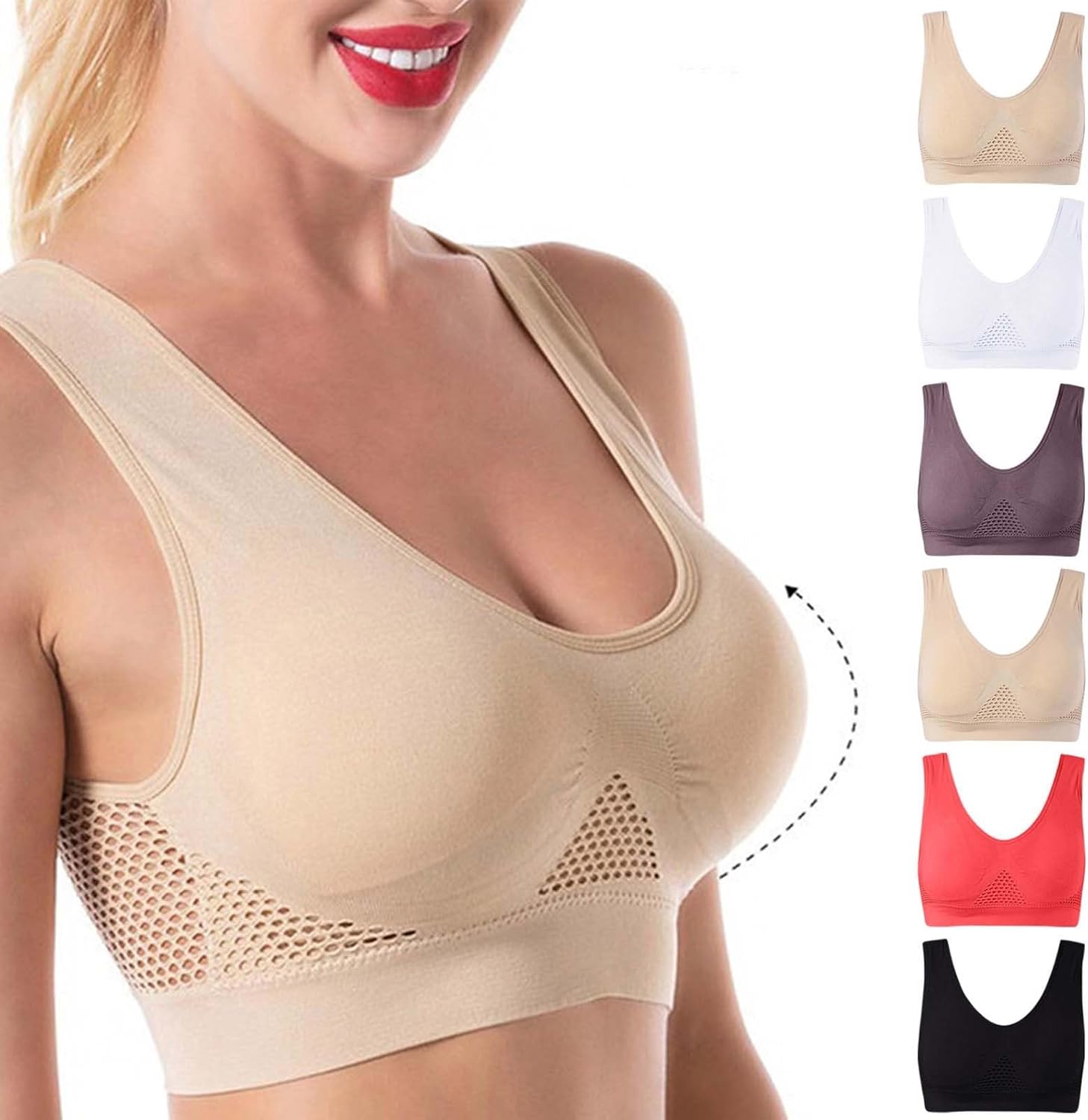 Summer New Bras, Womens Breathable Cool Liftup Air Bra Plus Size Padded No Underwire Full Support Sports Bras Summer New Bras, Womens Breathable Cool Liftup Air Bra Plus Size Padded No Underwire Full Support Sports Bras